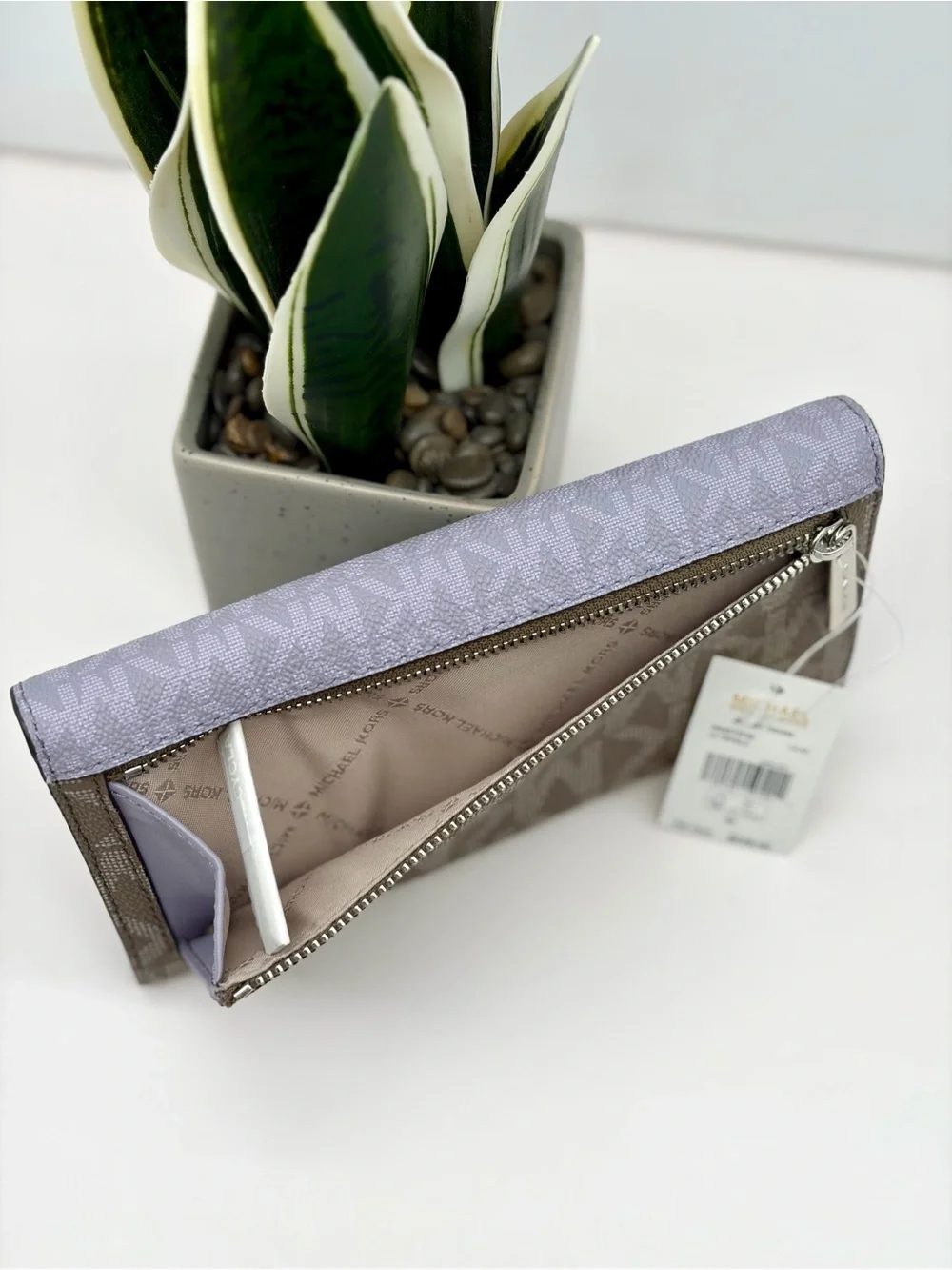 Michael Kors Voyager Color-Block Logo Tote Shoulder Bag and Wallet Set Lilac